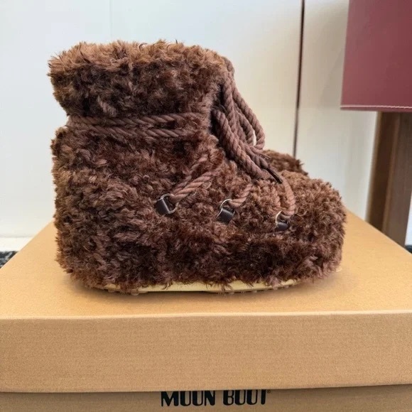 Moon Boot Kids Furry Brown Boots